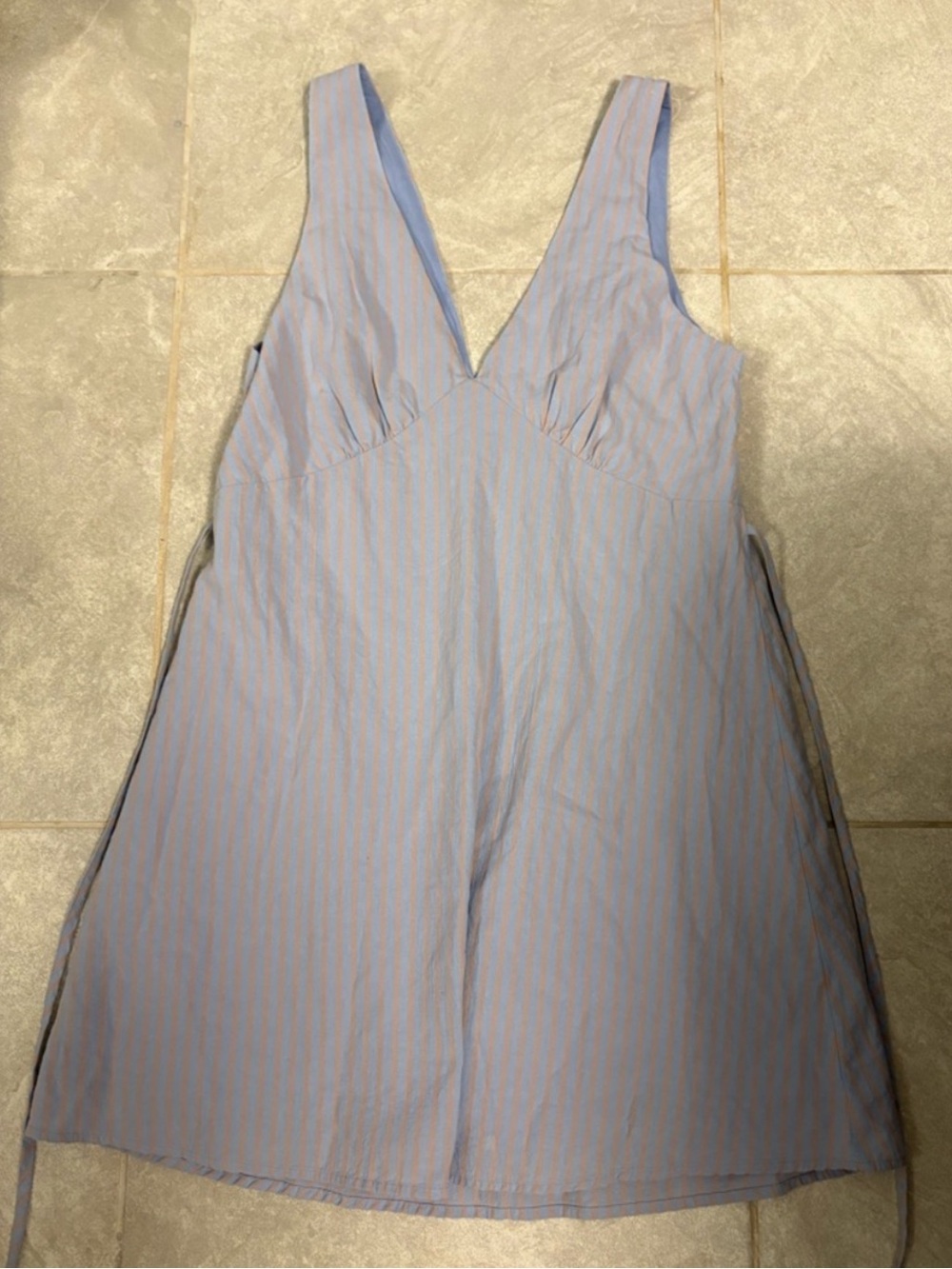 NWT Rhythm Light Blue Pink Striped V-Neck Slip Dress